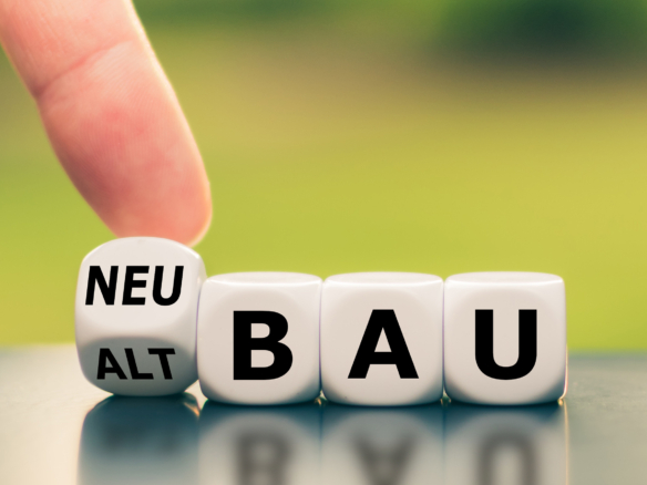 Würfel mit Buchstaben "Neubau"